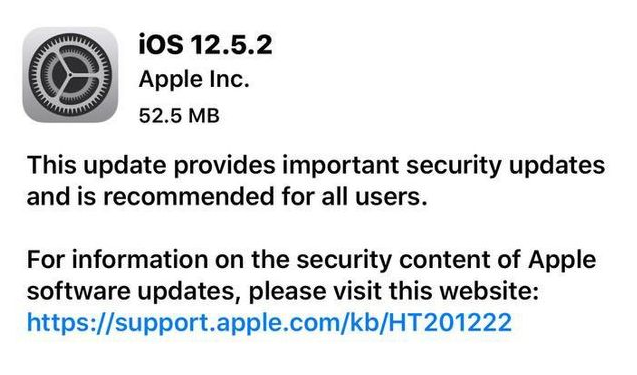 海淀苹果手机维修分享iOS12.5.2发布，建议所有老苹果用户安装 